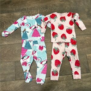 Carter's Blue and Pink Princess & Strawberry Pajama Set
